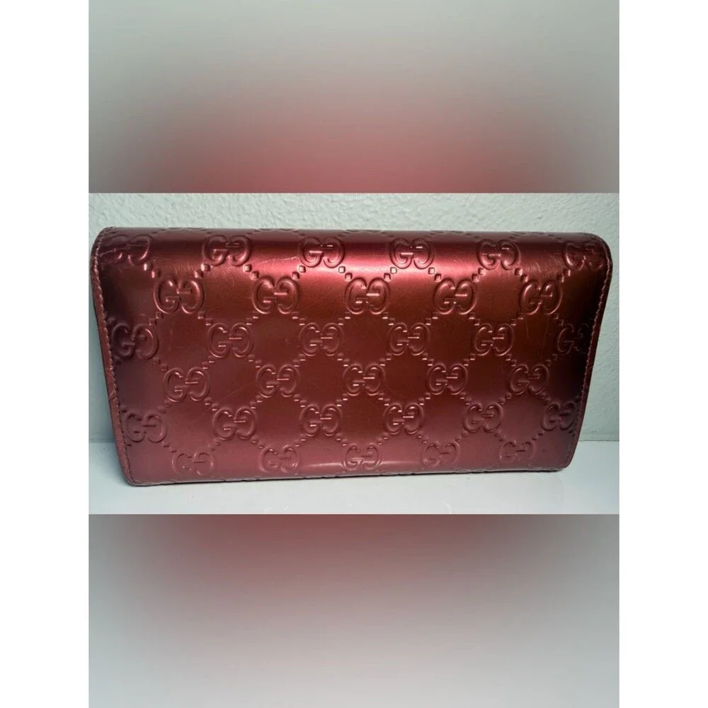 Gucci Metallic Rose Red Guccissima Continental Wallet - Picture 4 of 16
